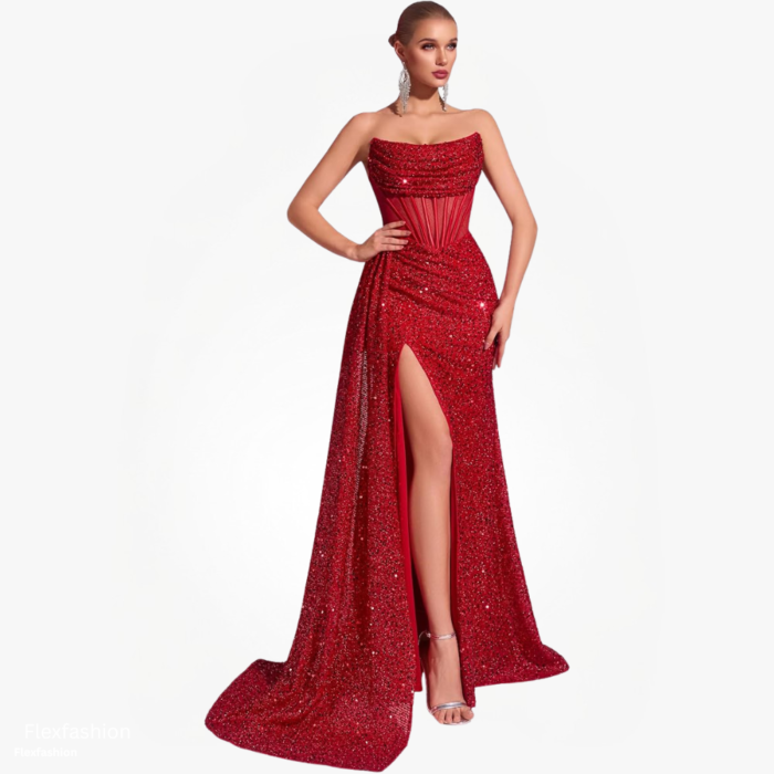 Sequin Off Shoulder Evening Gown Sequin Off Shoulder Evening Gown