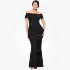 Women's Off Shoulder Scuba Crepe Gown