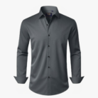 Long Sleeve Formal Shirt Solid Business Casual Button Down Shirts