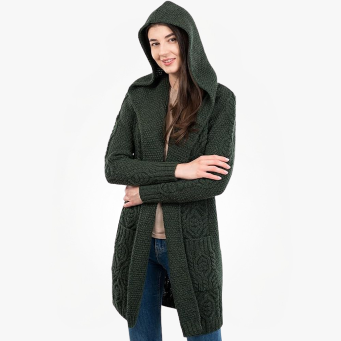 Irish Merino Wool Long Cardigan Sweater