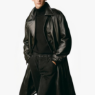 Men’s Long Leather Trench Coat