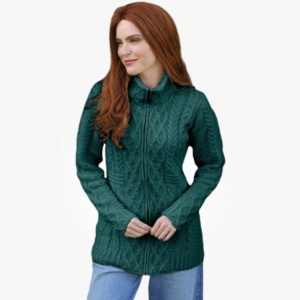 Zippered Wool Cardigan Full Neck