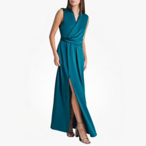 Women’s Sleeveless Surplice Neck Satin Gown