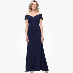 Women’s Off the Shoulder Stretch Crepe Mother of the Bride Dress