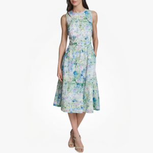 Women’s Whimsy Print Tie Back Midi Dress
