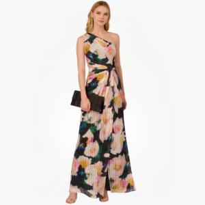 Black Blush Multi Floral Print Chiffon Gown