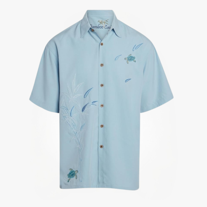 Mens Embroidered Turtle Camp Shirt
