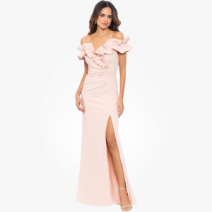 Women’s Stretch Scuba Crepe Ruffle Collar Dress